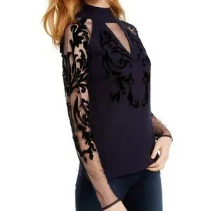 INC International Concepts Sweaters Inc International Concepts Illusion Sweater Flocked Velvet Mesh Sheer Sleeves Xs Poshmark